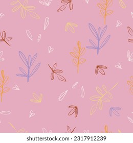 Abstrakte Blätter auf Pinselstrich Muster nahtloser Hintergrund, trendiger, moderner Hintergrund für Tapete, Geschenkverpackung, Verpackung, Broschüre Titeldesign.
