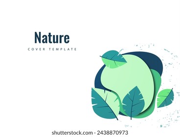 Abstract leaves on rounded shapes. Suitable for cover, invitation, banner, poster, brochure, placard, card, flyer and other. Vector illustration.