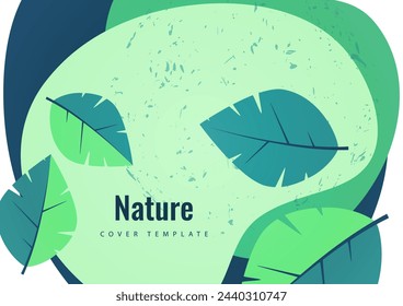 Abstract leaves on rounded shapes. Suitable for cover, invitation, banner, poster, brochure, placard, card, flyer and other. Vector illustration.
