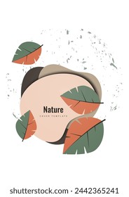 Abstract leaves on rounded shapes. Suitable for cover, invitation, banner, poster, brochure, placard, card, flyer and other. Vector illustration.