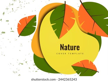Abstract leaves on rounded shapes. Suitable for cover, invitation, banner, poster, brochure, placard, card, flyer and other. Vector illustration.
