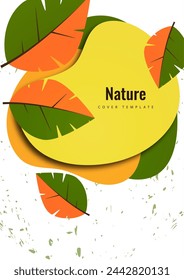 Abstract leaves on rounded shapes. Suitable for cover, invitation, banner, poster, brochure, placard, card, flyer and other. Vector illustration.