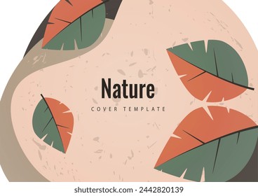 Abstract leaves on rounded shapes. Suitable for cover, invitation, banner, poster, brochure, placard, card, flyer and other. Vector illustration.