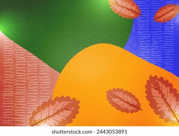 Hojas abstractas en formas redondeadas. Conveniente para la cubierta, invitación, banner, póster, folleto, cartel, tarjeta, flyer y otros. Ilustración vectorial.