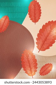 Hojas abstractas en formas redondeadas. Conveniente para la cubierta, invitación, banner, póster, folleto, cartel, tarjeta, flyer y otros. Ilustración vectorial.