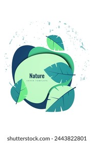 Abstract leaves on rounded shapes. Suitable for cover, invitation, banner, poster, brochure, placard, card, flyer and other. Vector illustration.