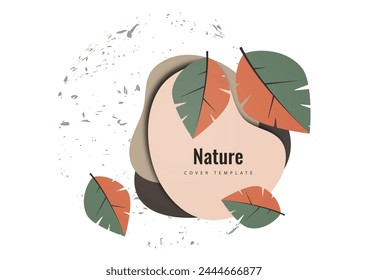 Abstract leaves on rounded shapes. Suitable for cover, invitation, banner, poster, brochure, placard, card, flyer and other. Vector illustration.