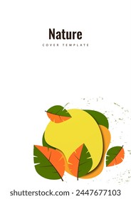 Abstract leaves on rounded shapes. Suitable for cover, invitation, banner, poster, brochure, placard, card, flyer and other. Vector illustration.