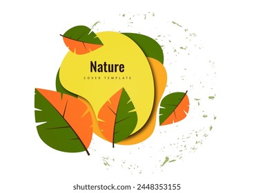 Abstract leaves on rounded shapes. Suitable for cover, invitation, banner, poster, brochure, placard, card, flyer and other. Vector illustration.