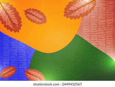 Abstract leaves on rounded shapes. Suitable for cover, invitation, banner, poster, brochure, placard, card, flyer and other. Vector illustration.