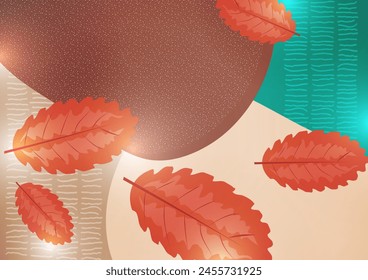 Abstract leaves on rounded shapes. Suitable for cover, invitation, banner, poster, brochure, placard, card, flyer and other. Vector illustration.