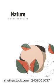 Abstract leaves on rounded shapes. Suitable for cover, invitation, banner, poster, brochure, placard, card, flyer and other. Vector illustration.