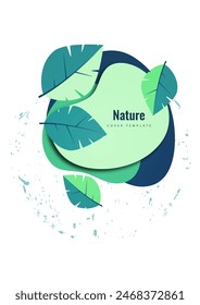 Abstract leaves on rounded shapes. Suitable for cover, invitation, banner, poster, brochure, placard, card, flyer and other. Vector illustration.