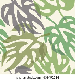 Abstract leaves on a seamless pattern wallpaper vector illustration