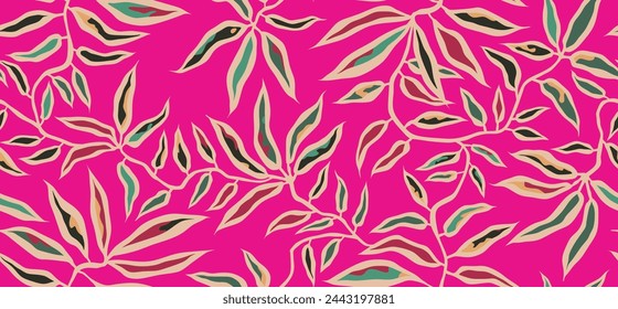 Abstract leaves palm floral tropical seamless pattern textile vector. 