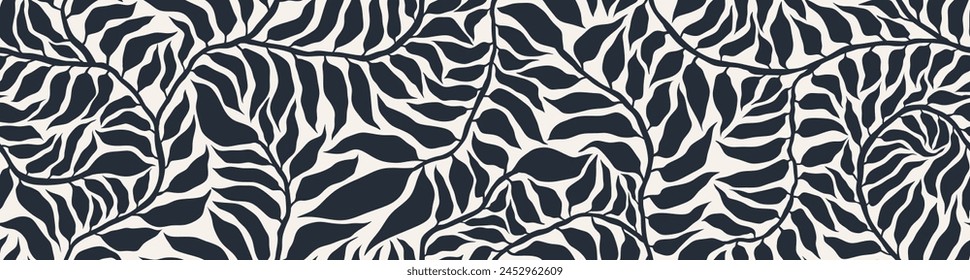 Abstract with leaves palm seamless pattern in Matisse style.