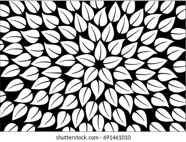 Abstract leaves pattern. - Illustration,Drawing - Activity, Painted Image, Paintings, Origins, Tree,Painted Image, Springtime, Textile, Season, Leaf,black and white