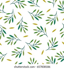 Abstract Leaves Pattern on White Background : Seamless Pattern : Vector Illustration