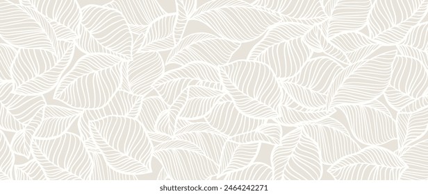 Abstract leaves pattern vector art background. Foliage wallpaper design withe earth tone color.