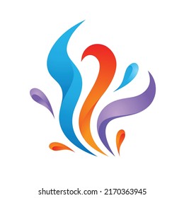 Hojas abstractas y pétalos - diseño del logo del concepto. Signo de la naturaleza del desarrollo. Icono de felicidad de libertad. Elementos de diseño dinámico. Ilustración vectorial. 