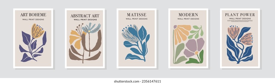 Abstract leaves print. Minimalist hand-painted illustration. Wall floral decoration, postcard design. Organic pattern poster. Natural silhouette, shapes in mid-century style. Modern illustration. 