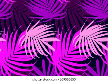 Abstract leaves seamless background. Vector pattern with tropical plants. Texture for fabric, wallpaper,wrapping paper, textile, bedding, t-shirt . Contrast print. 