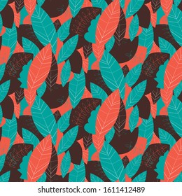 Abstract leaves seamless pattern for background