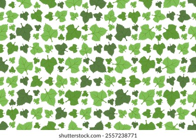 Abstract leaves seamless pattern design in green color palette and various sizes on white background, vector illustration for wallpaper and background. or printing
