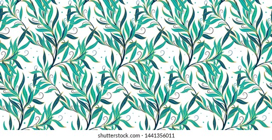 abstract leaves seamless pattern . Exotic wallpaper.