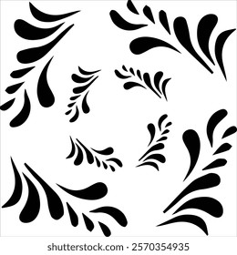 Abstract Leaves Seamless Pattern Floral Line Stock Vector 