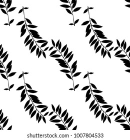 Abstract leaves seamless pattern. Hand drawn leaf silhouettes with scribble textures. Natural elements in monochrome colors. Vector grunge design for paper, fabric, backgrounds and natural product