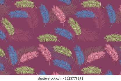 Abstract leaves seamless pattern. line art. Hand drawn outline design for fabric , print, cover, banner and invitation. Luxury minimal style wallpaper with botanical leaves