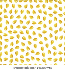 Abstract leaves seamless pattern. Natural gold and black background, print for textiles, wallpaper. Vector illustration