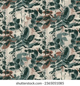 abstract leaves seamless pattern on background