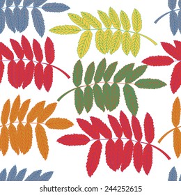 Abstract leaves seamless pattern on white background. Vector illustration.