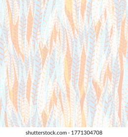 abstract leaves seamless pattern. Stylized tropical leaves or feathers. Design for wallpaper, wrapping, fabric, wrapper.