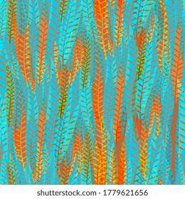 el patrón abstracto no tiene fisuras. Hojas o plumas tropicales estilizadas. Diseño de papel pintado, envoltura, tela, envoltura.