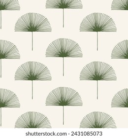 Abstract leaves seamless pattern. Vector floral background. Fan palm tropical leaf  wallpaper.