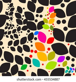 Abstract Leaves Seamless pattern. Vector background.