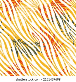 Abstracto hojas patrón sin foco con huella de cebra, patrón de piel de cebra blanca  