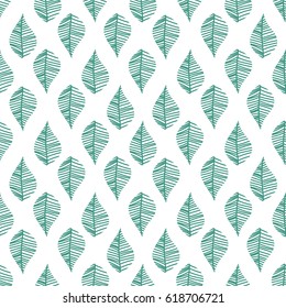 Abstract leaves seamless vector pattern on white background. Nature leaf background.