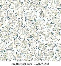 Abstract leaves, simple illustration, white background. Seamless floral pattern-585.