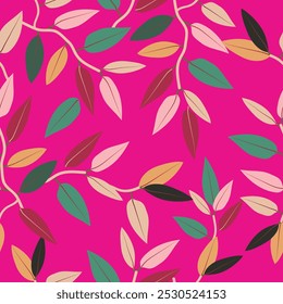 Abstrato deixa padrão de superfície ilustração vetor de fundo sem costura para moda, tecido, papel de parede e design de impressão
