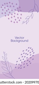 Abstract leaves vector modern stories background set. Geometric floral illustration background. Hand drawn pastel colored set. Abstract pastel patterns for social media story, poster, invitation.