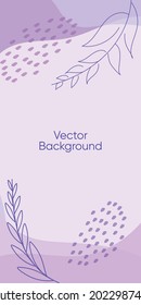 Abstract leaves vector modern stories background set. Geometric floral illustration background. Hand drawn pastel colored set. Abstract pastel patterns for social media story, poster, invitation.