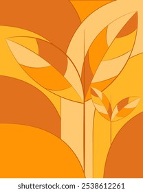 Abstract leaves vector with warm tone. Suitable design for web backgrounds, poster, social stories, print, cover, wallpaper, wall arts,