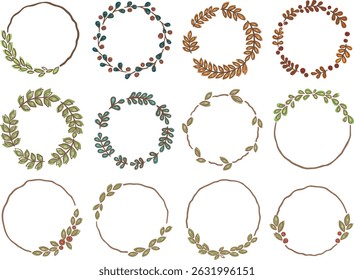 Abstract leaves wreath doodle for decoration on natire , autumn seasonal, organic lifestyle and romance concept.