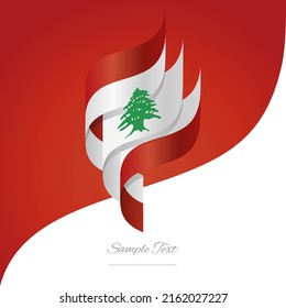 Abstract Lebanon 3D wavy flag red white green modern ribbon strip logo icon abstract background vector