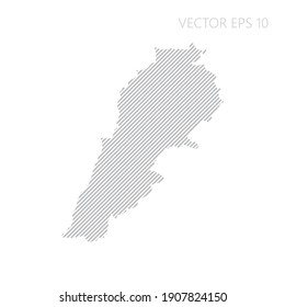 Abstract Lebanon map with gray diagonal lines. Lebanon stripes map. Vector illustration EPS10.