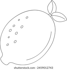 Abstract lemon fruit on branch. One line drawing.